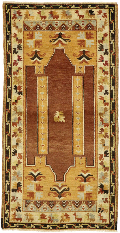3 x 5 Vintage Turkish Oushak Prayer Rug 50118