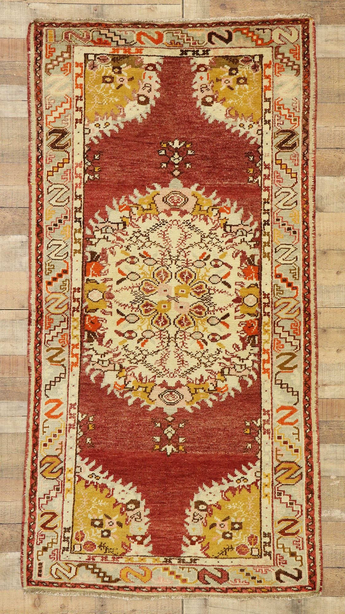 3 x 7 Vintage Turkish Oushak Rug 50129
