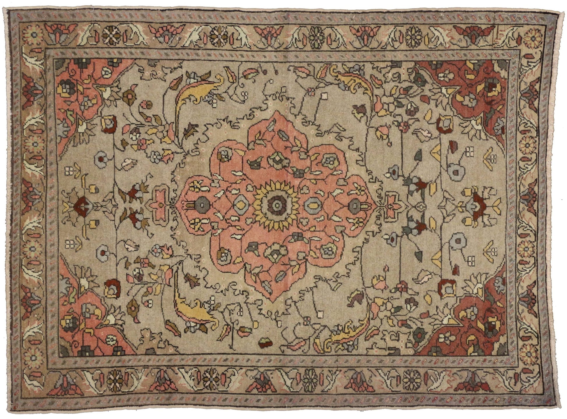 4 x 5 Vintage Oushak Rug 50169