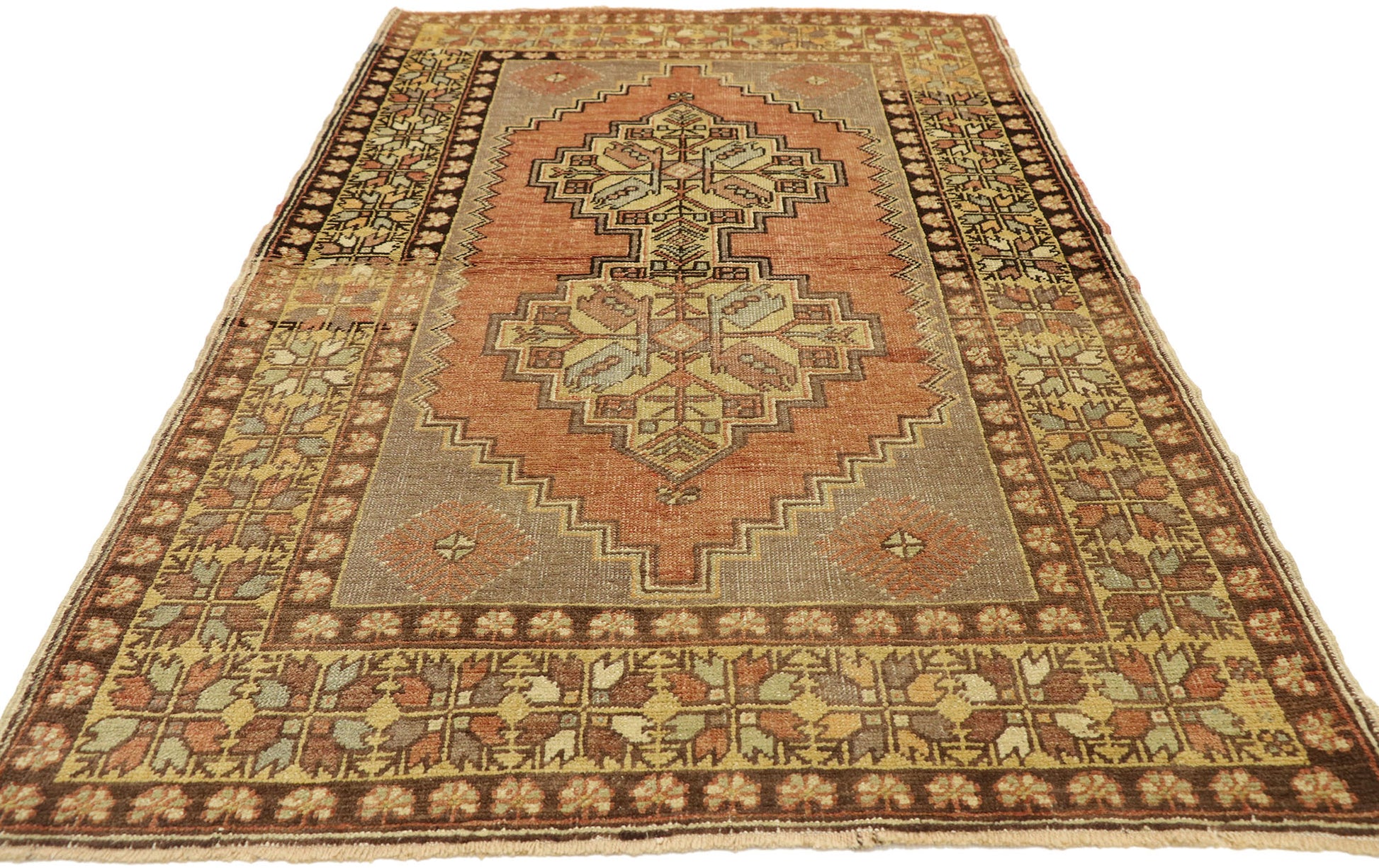 4 x 6 Vintage Turkish Oushak Rug 50172