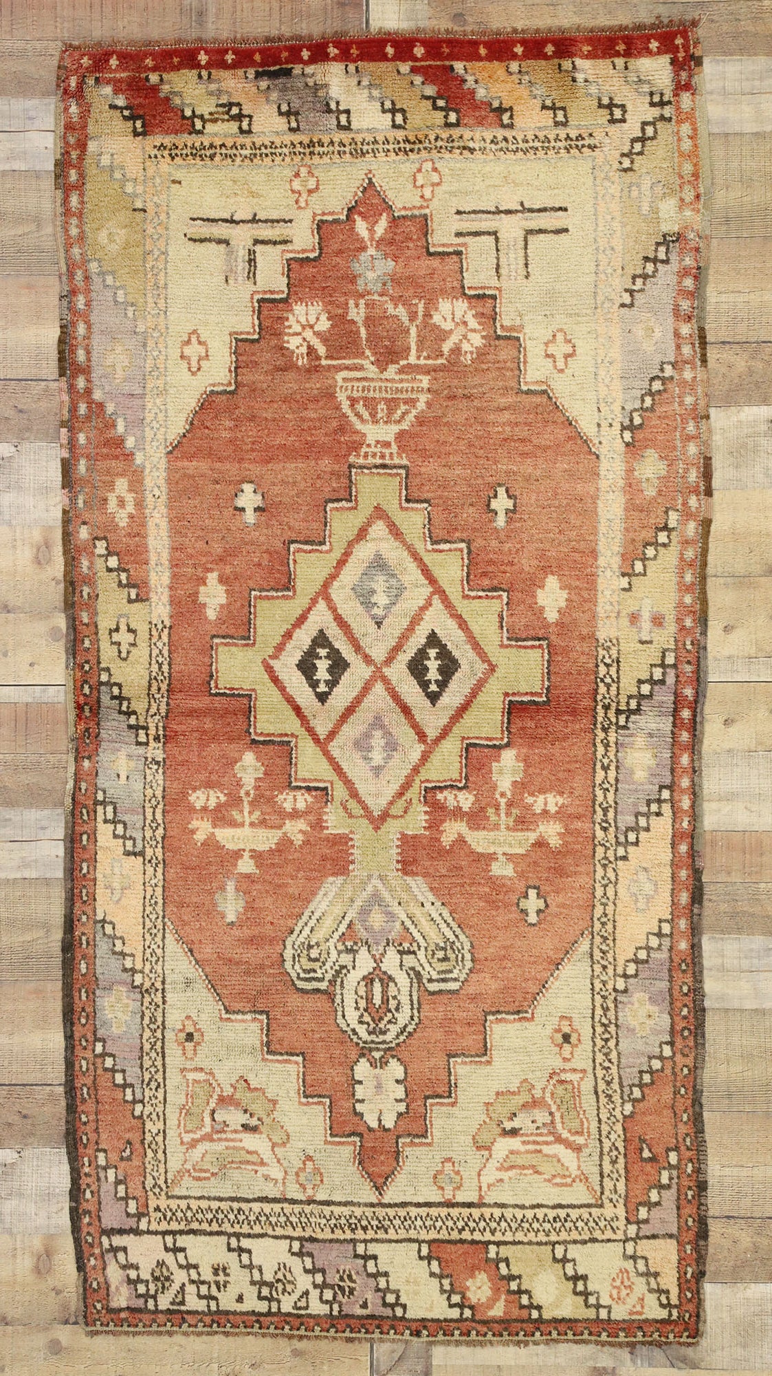 3 x 7 Vintage Turkish Oushak Rug 50173