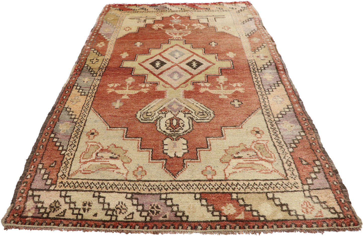 3 x 7 Vintage Turkish Oushak Rug 50173