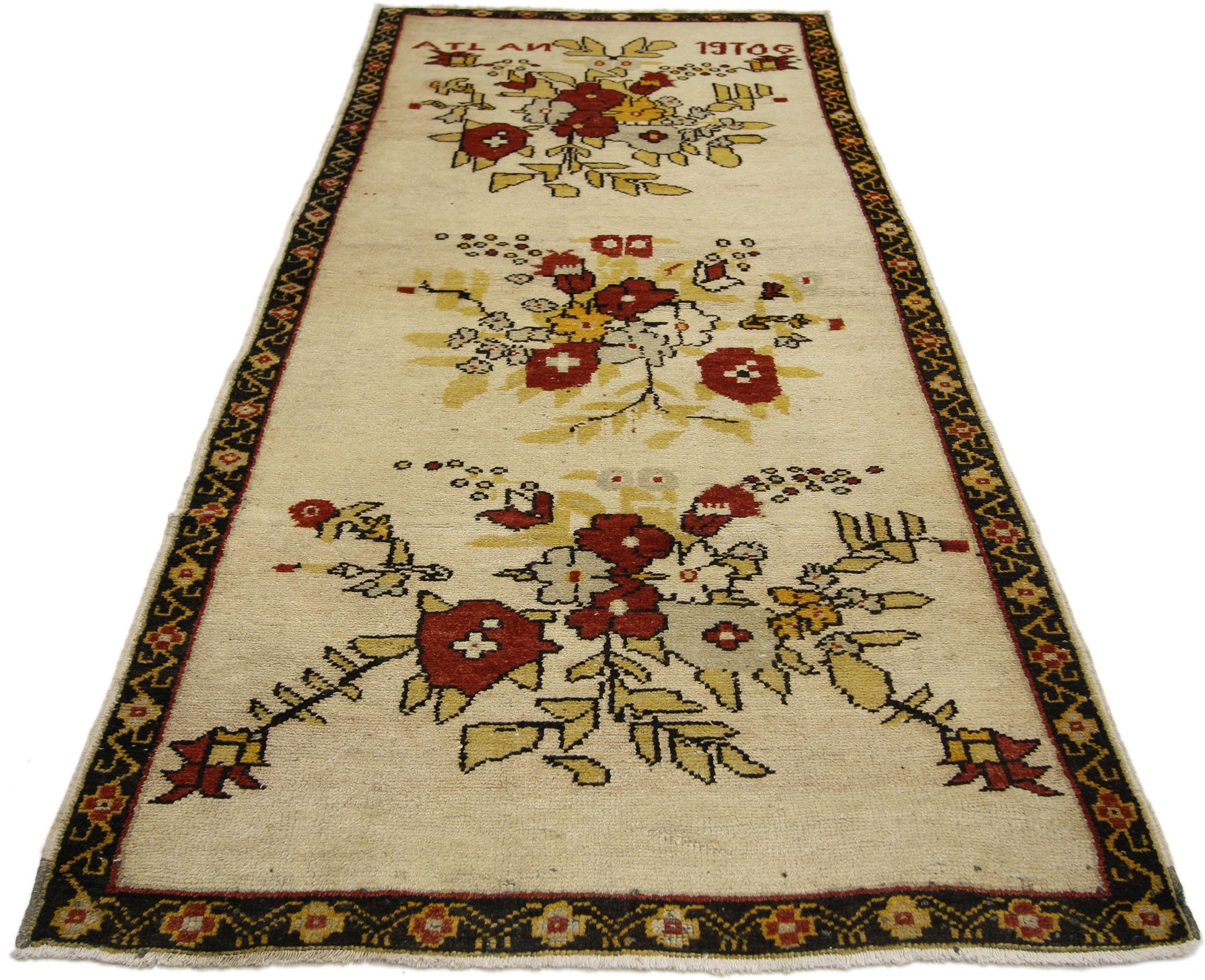 3 x 7 Vintage Turkish Oushak Rug 50175