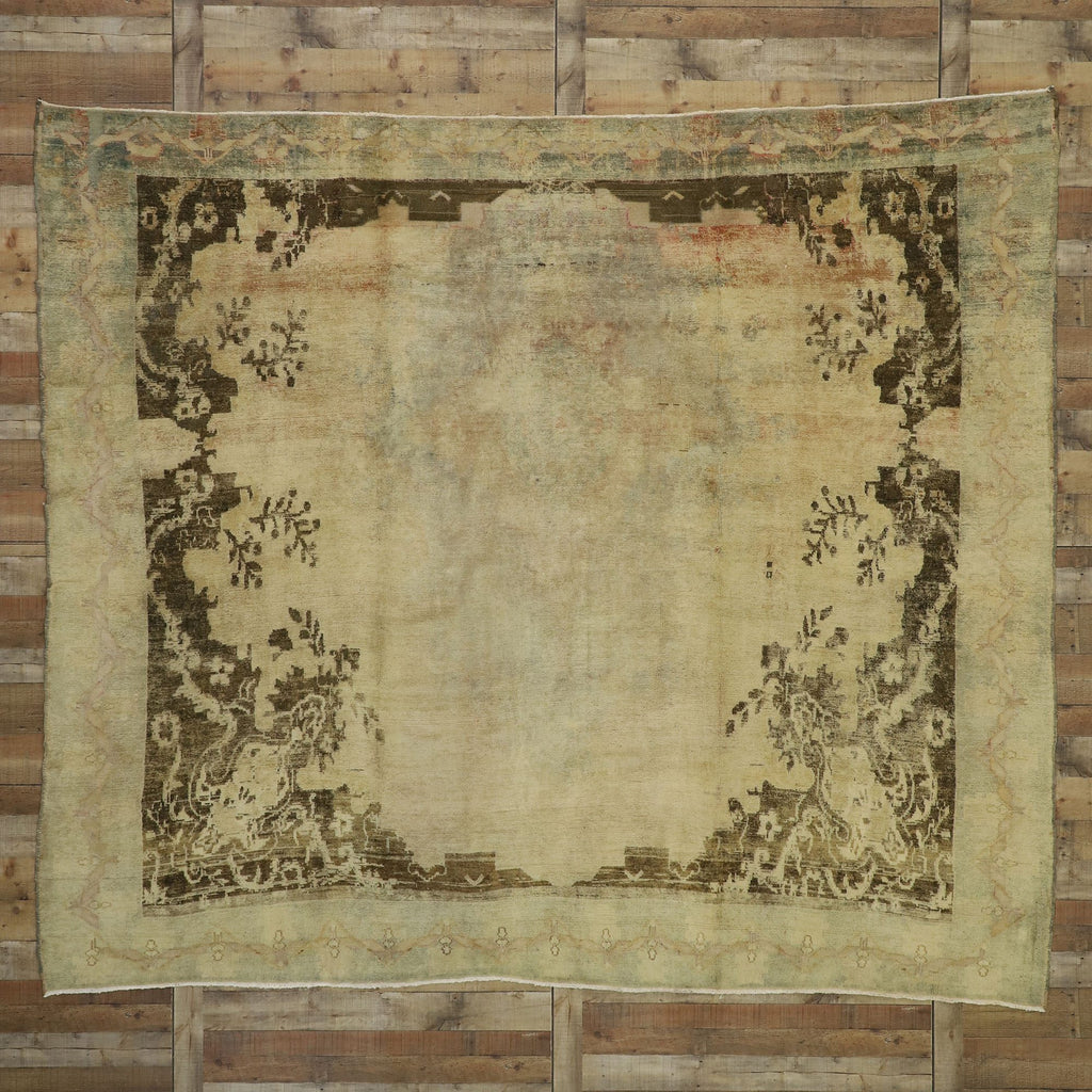9 x 11 Vintage Turkish Oushak Rug 50213
