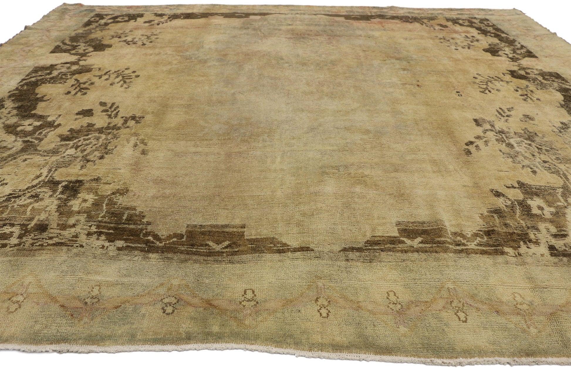 9 x 11 Vintage Turkish Oushak Rug 50213