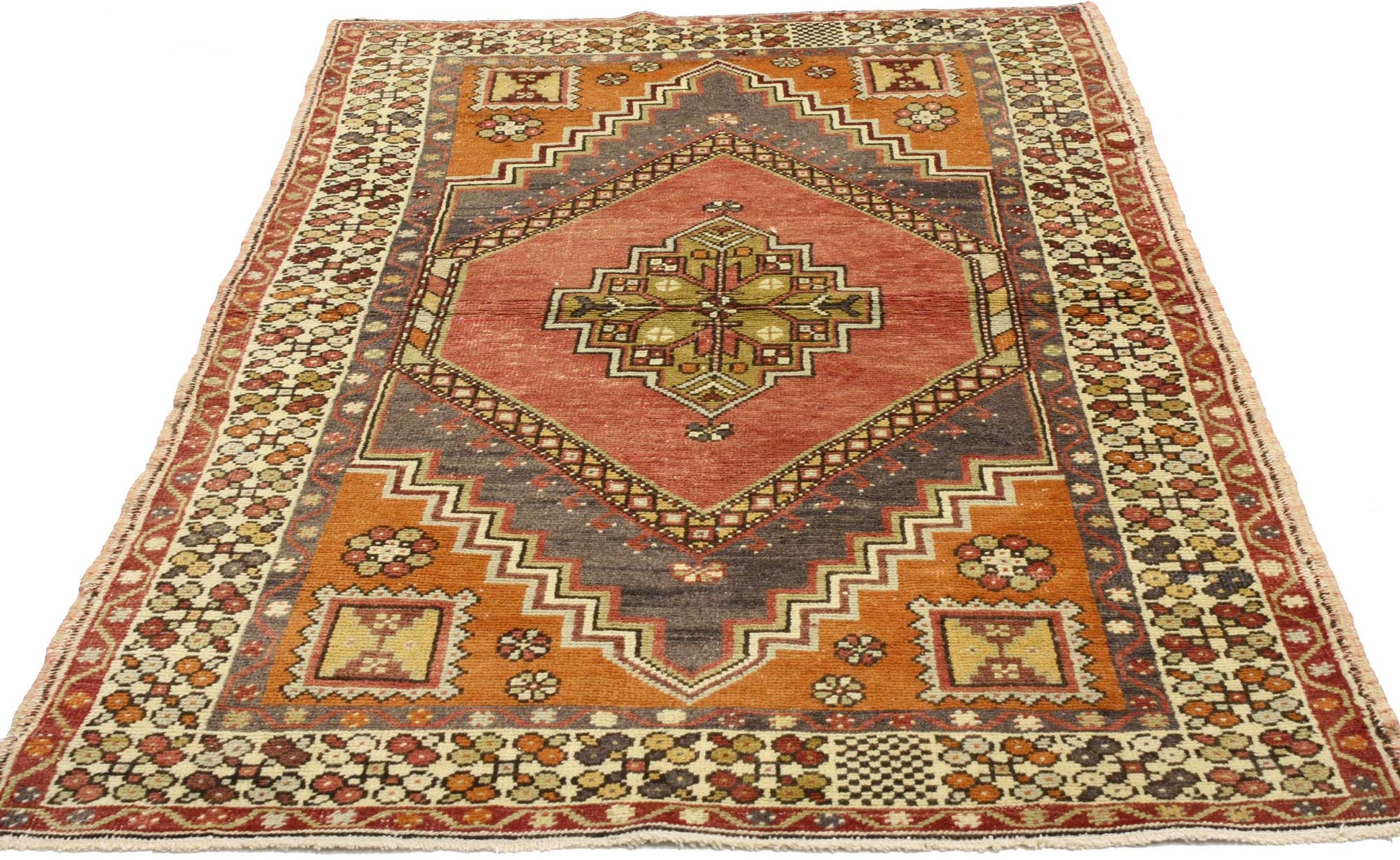 4 x 6 Vintage Turkish Oushak Rug 50339