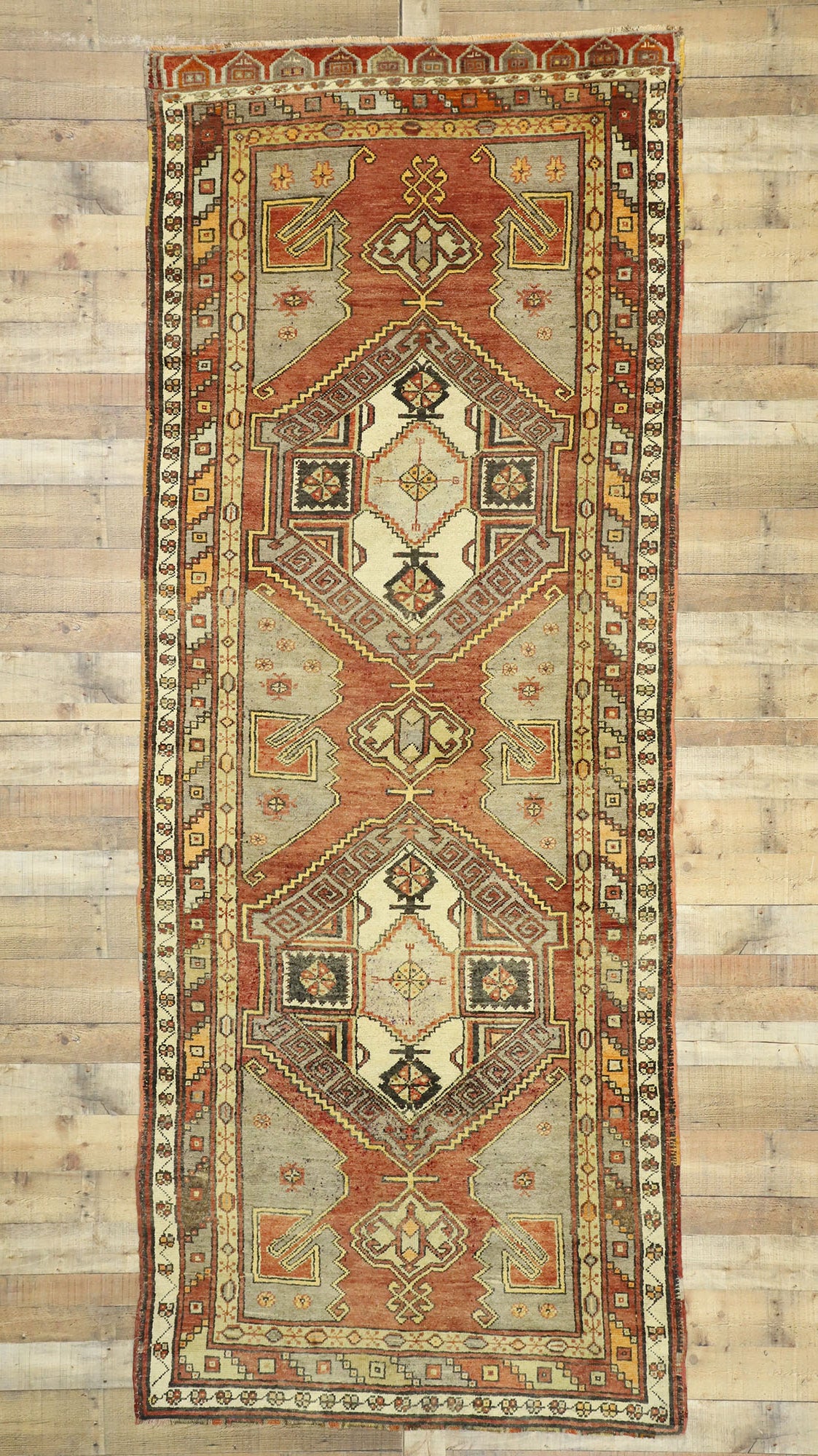 4 x 11 Vintage Turkish Oushak Rug 50407