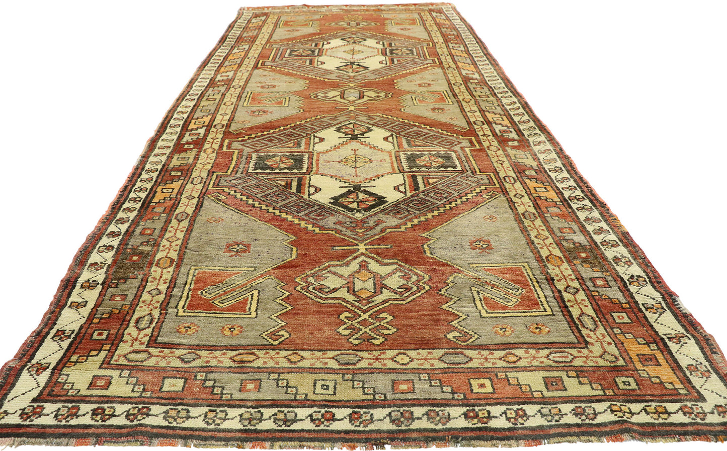 4 x 11 Vintage Turkish Oushak Rug 50407