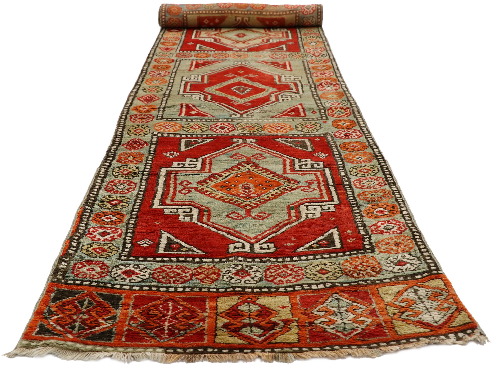 3 x 15 Vintage Turkish Oushak Runner 50444