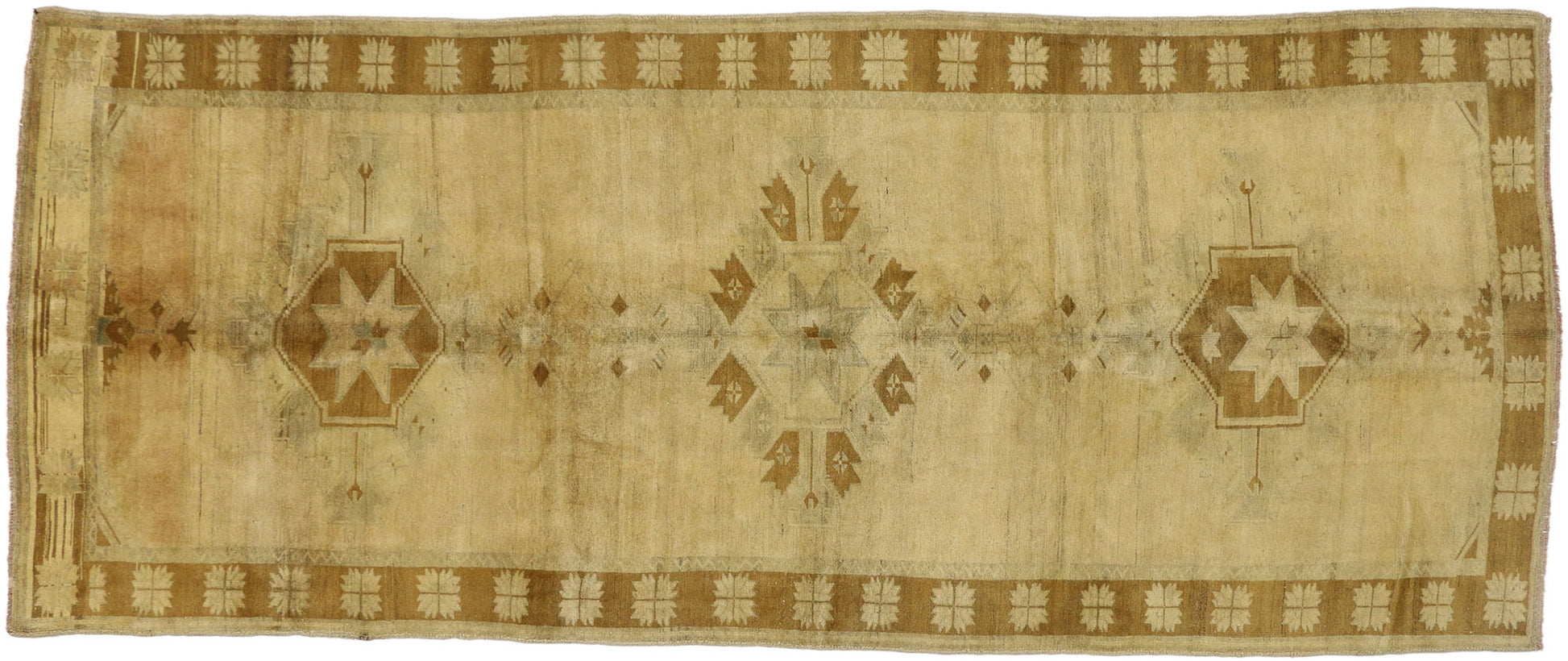 5 x 12 Vintage Neutral Turkish Oushak Rug 50447