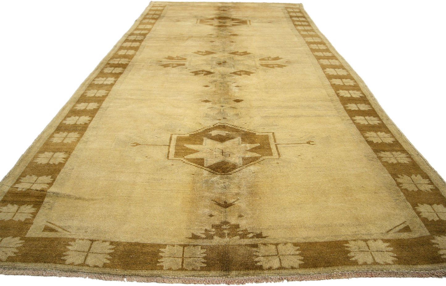 5 x 12 Vintage Neutral Turkish Oushak Rug 50447