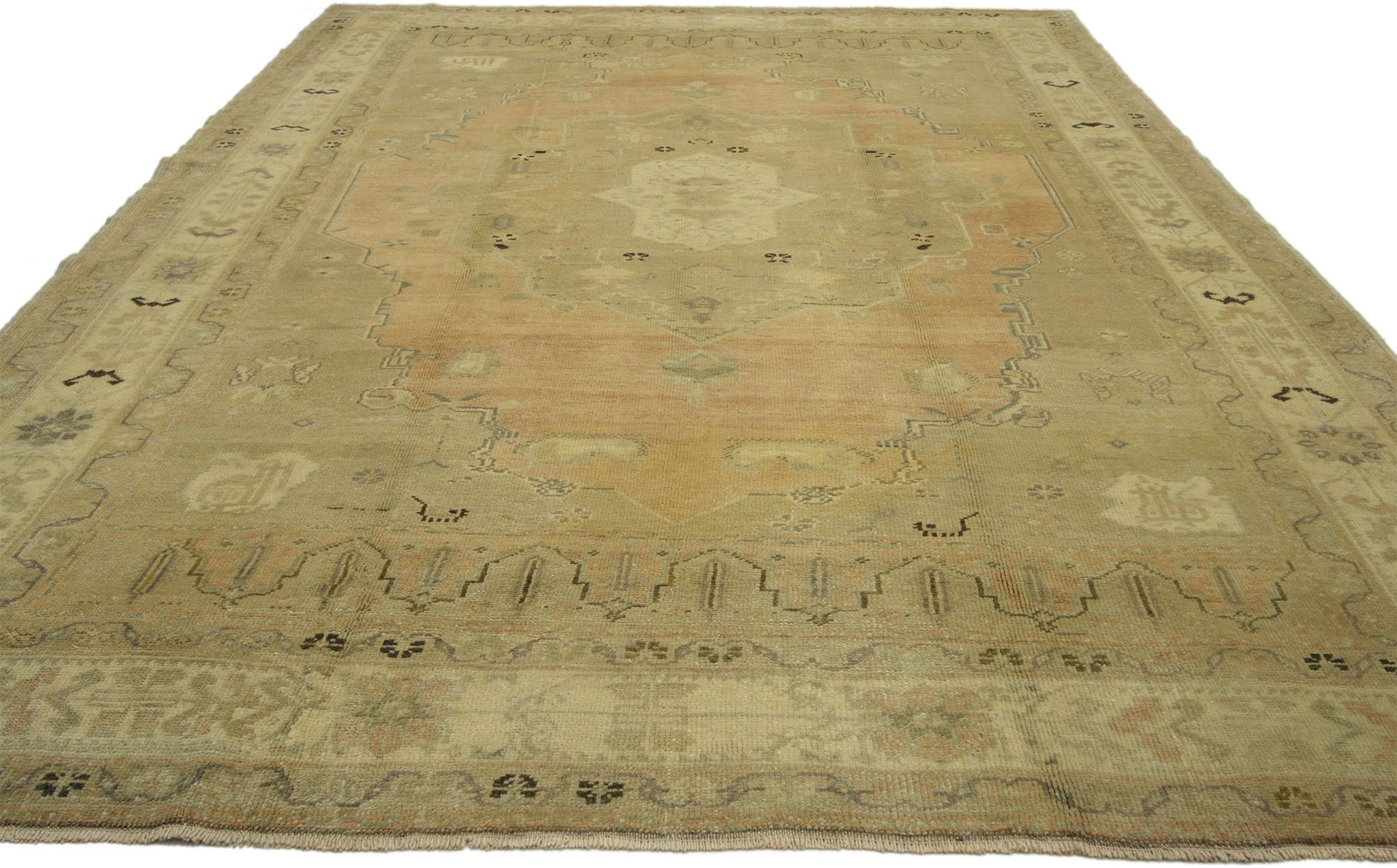6 x 9 Vintage Turkish Oushak Rug 50480