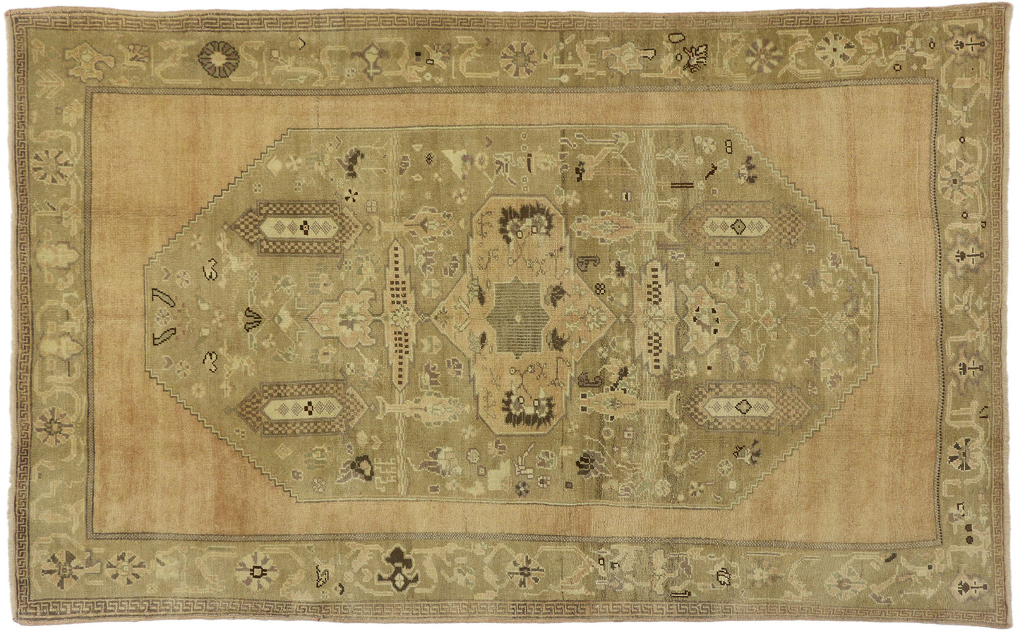6 x 9 Vintage Turkish Oushak Rug 50483