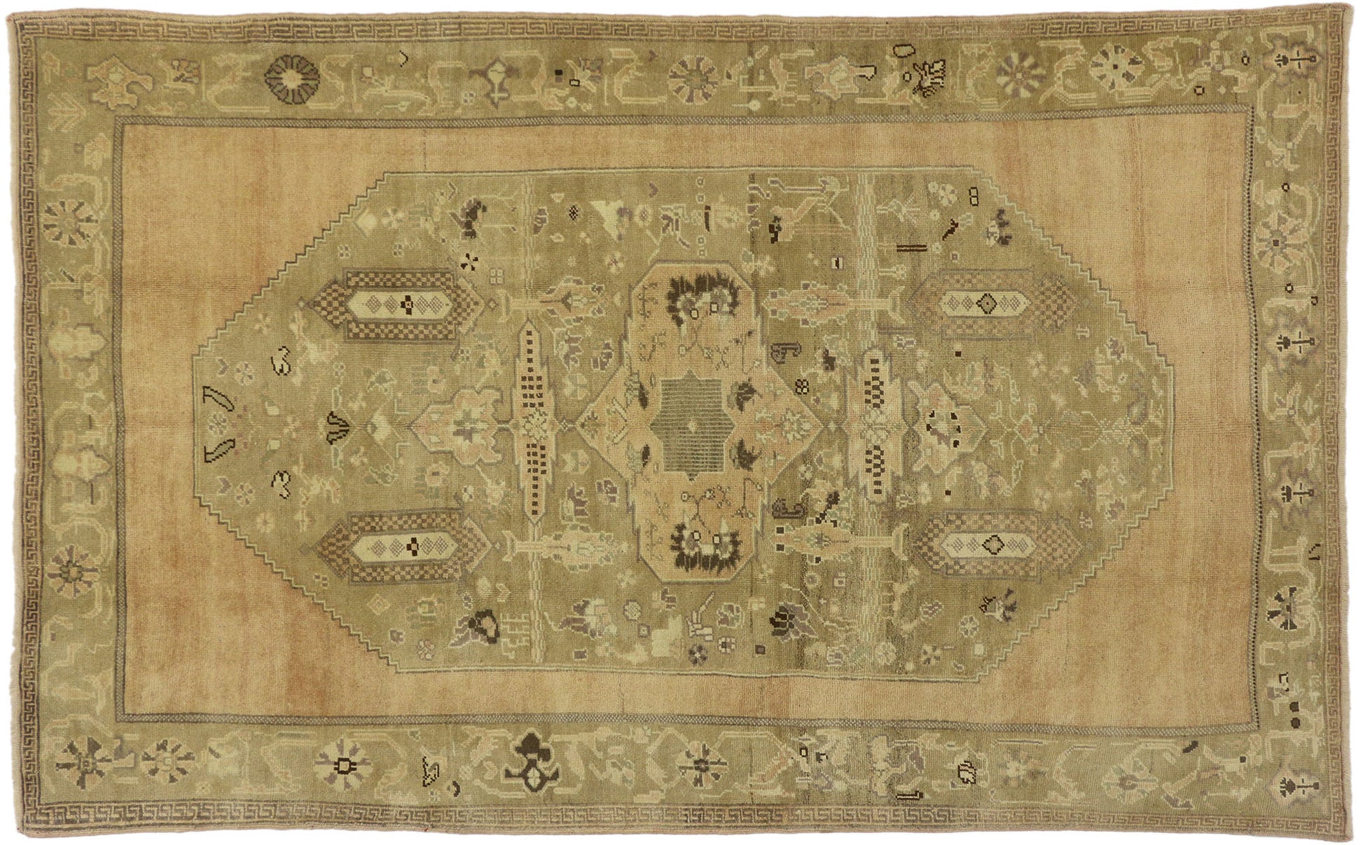 6 x 9 Vintage Turkish Oushak Rug 50483