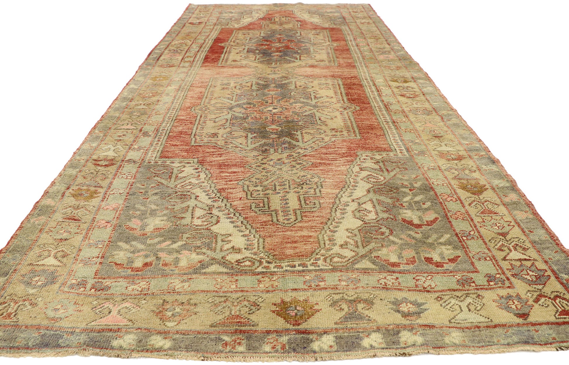 5 x 12 Vintage Turkish Oushak Gallery Rug 50571
