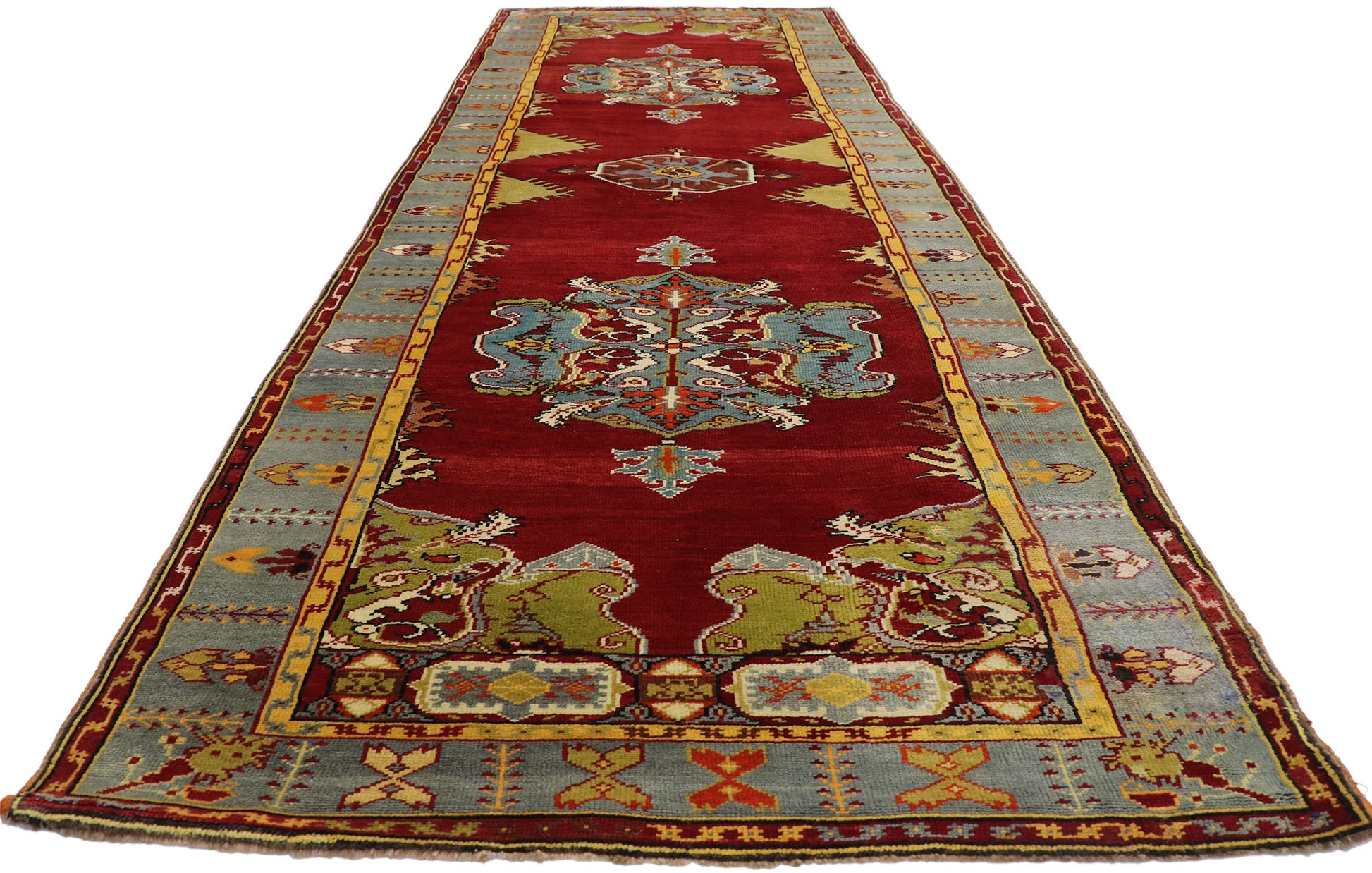 4 x 12 Vintage Turkish Oushak Runner 50587