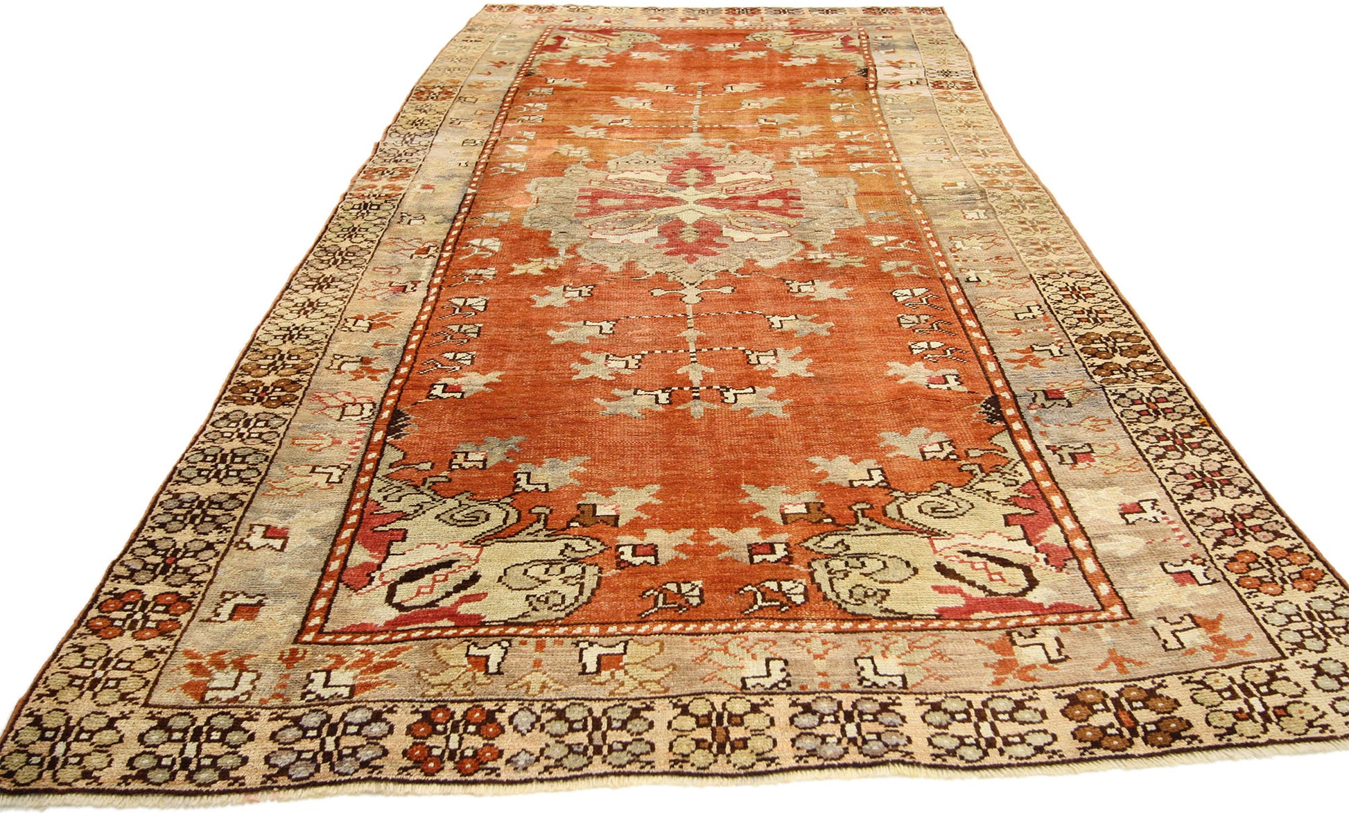 4 x 9 Antique Turkish Oushak Runner 50634