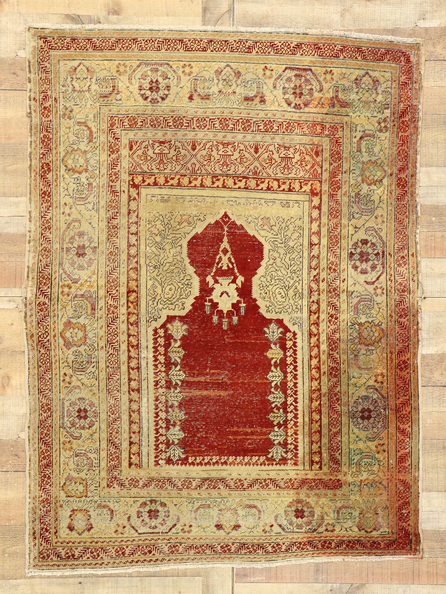 4 x 5 Antique Turkish Sivas Prayer Rug 50638