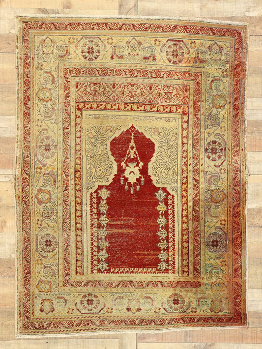 4 x 5 Antique Turkish Sivas Prayer Rug 50638