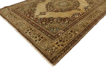 4 x 5 Distressed Antique Persian Tabriz Rug 50671