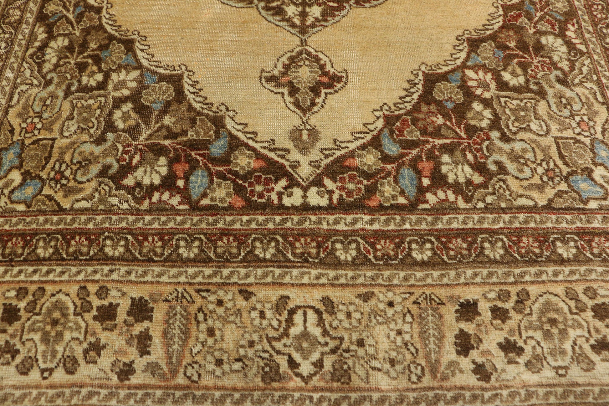 4 x 5 Distressed Antique Persian Tabriz Rug 50671