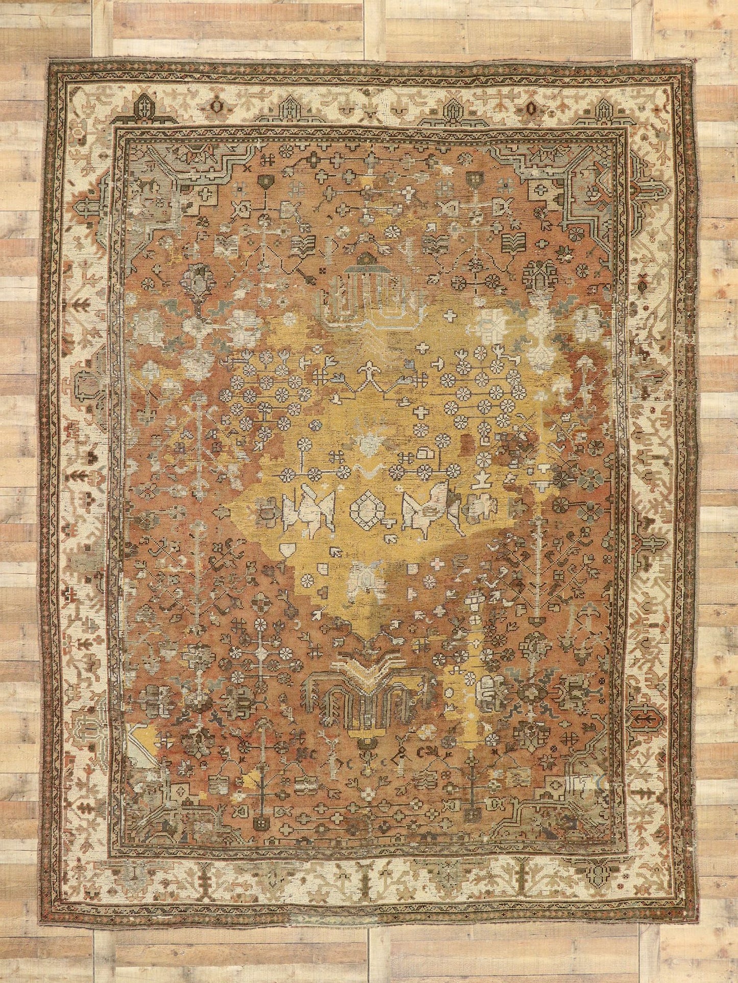 10 x 13 Antique Turkish Oushak Rug 50763