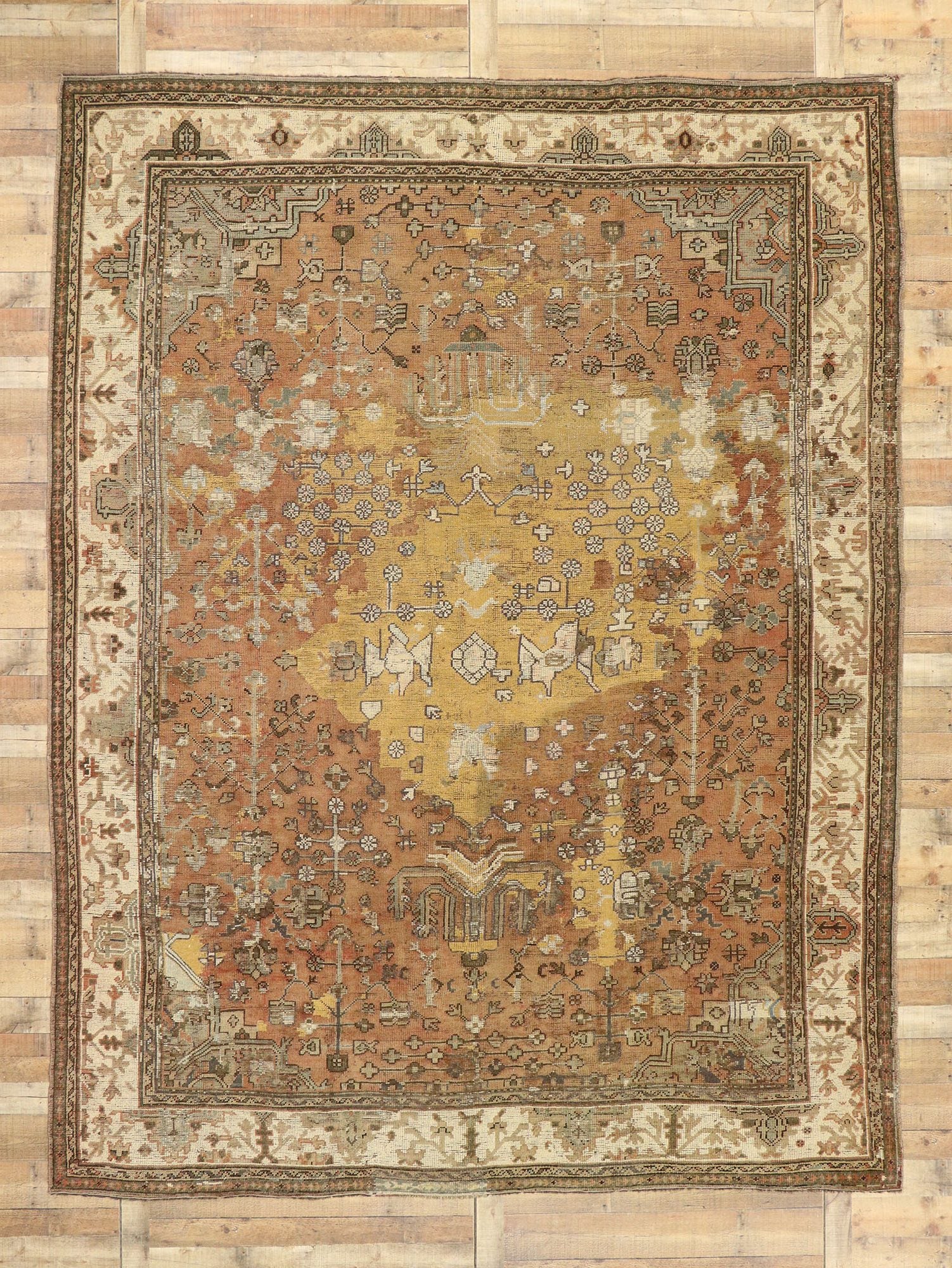 10 x 13 Antique Turkish Oushak Rug 50763