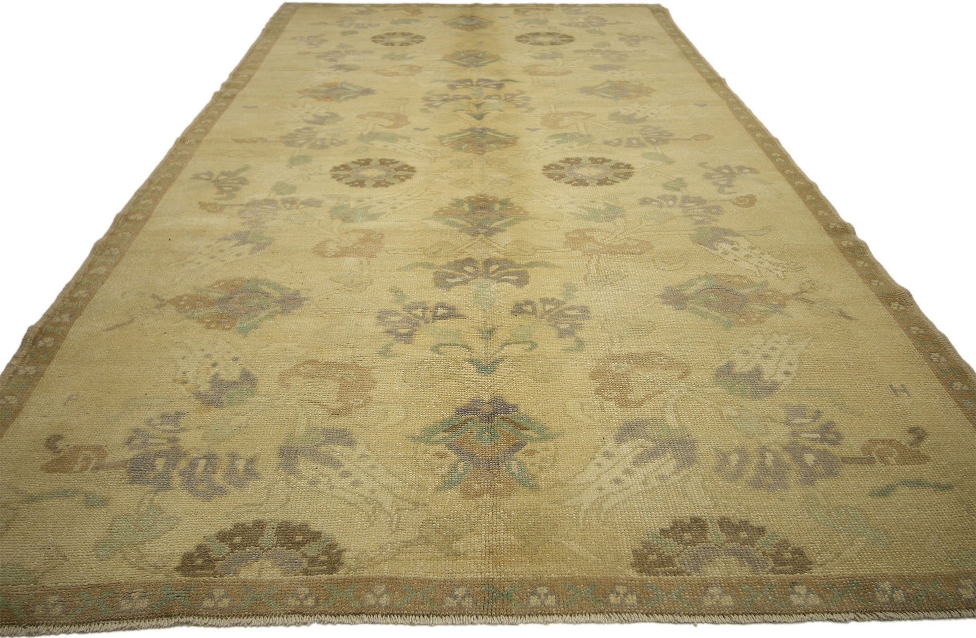 5 x 11 Vintage Turkish Oushak Rug 50843