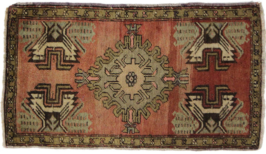 1 x 3 Vintage Oushak Rug 50946