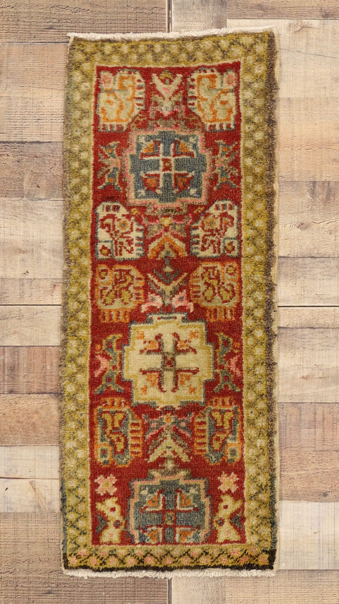 1 x 3 Vintage Turkish Yastik Rug 50979