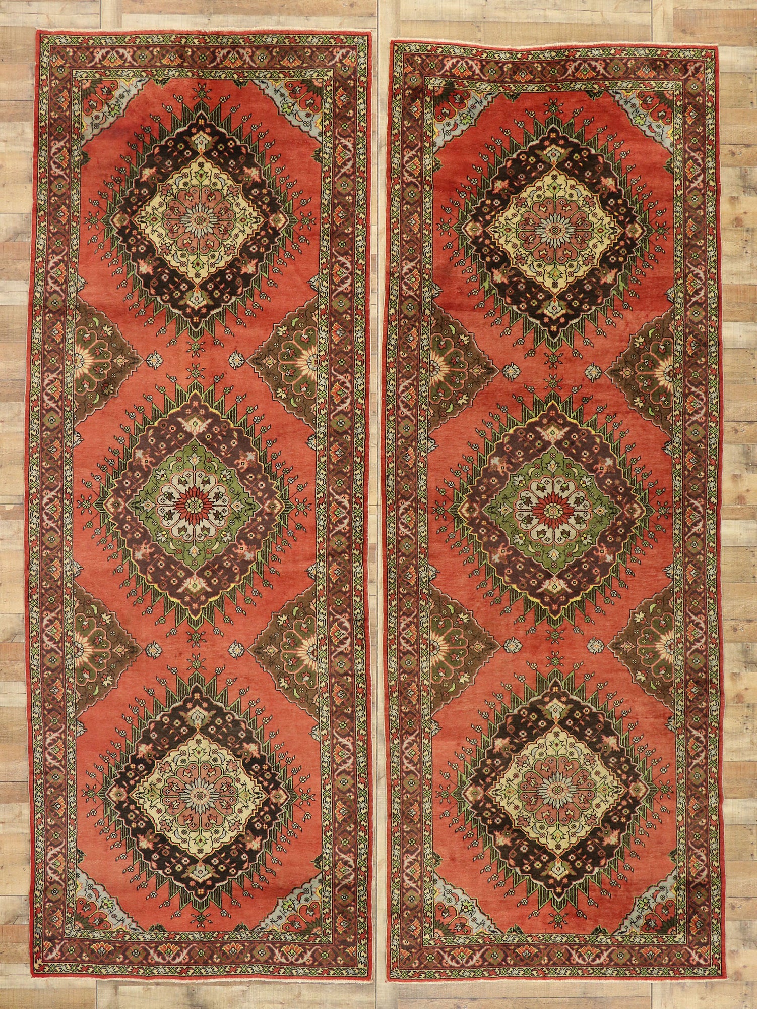 5 x 14 Vintage Turkish Oushak Rug 50986