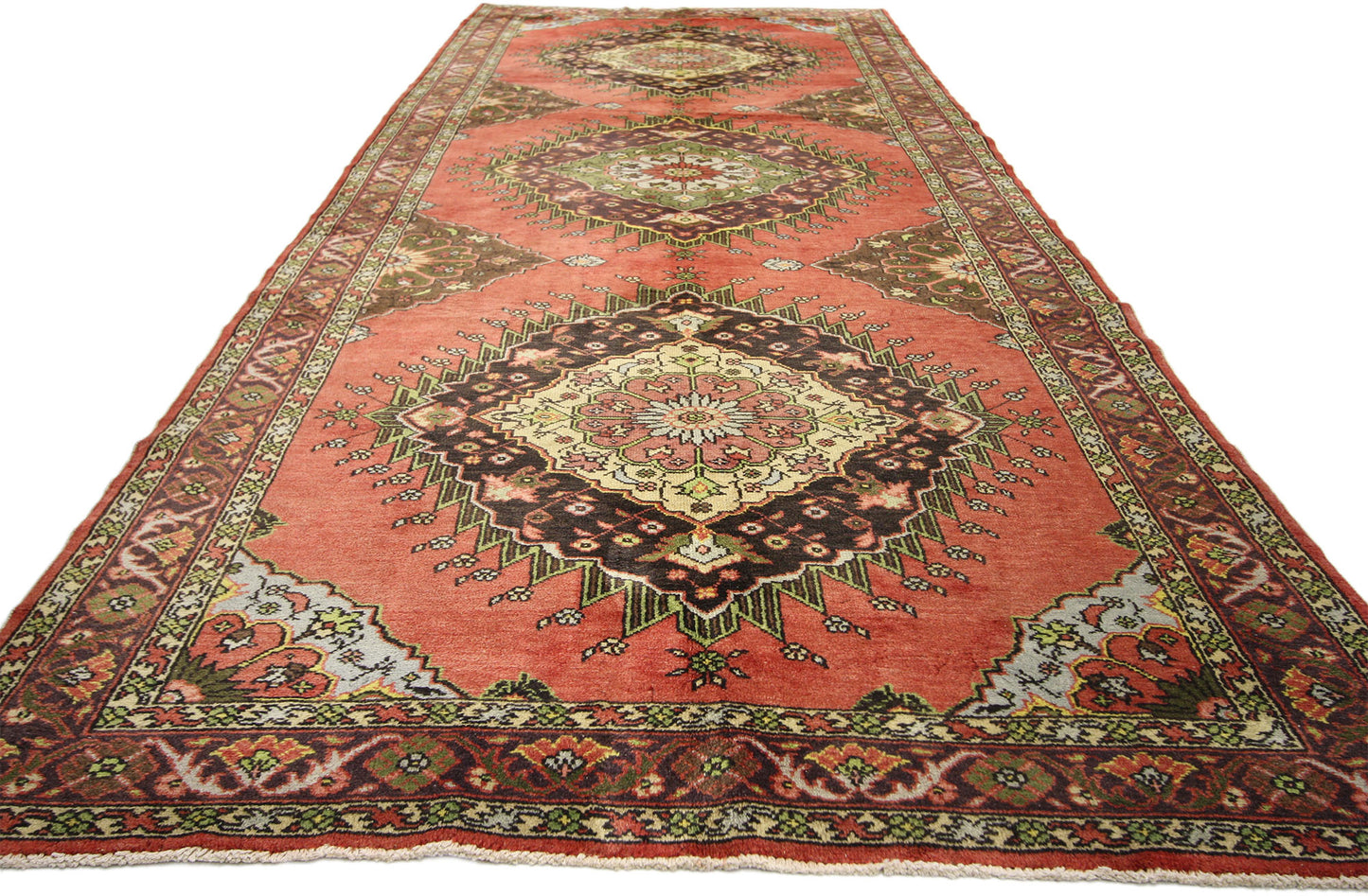 5 x 14 Vintage Turkish Oushak Rug 50986