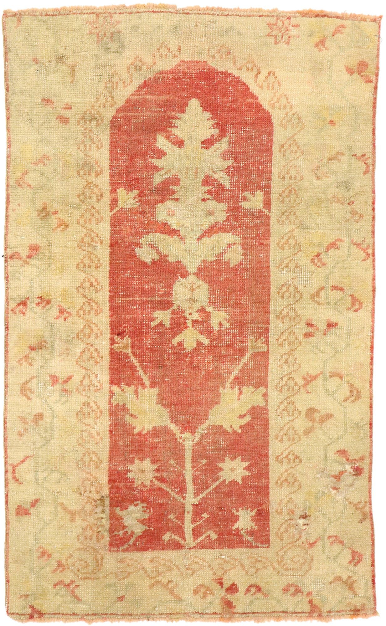 3 x 4 Vintage Turkish Oushak Prayer Rug 51058