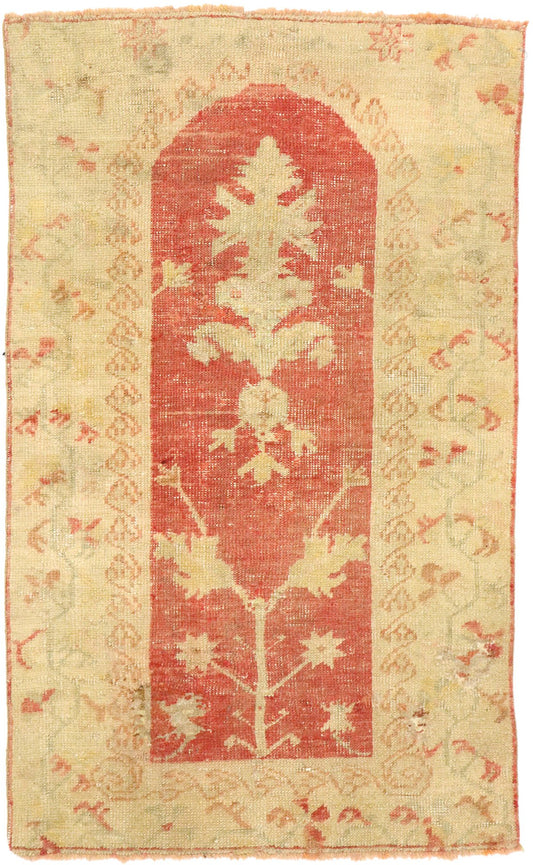 3 x 4 Vintage Turkish Oushak Prayer Rug 51058