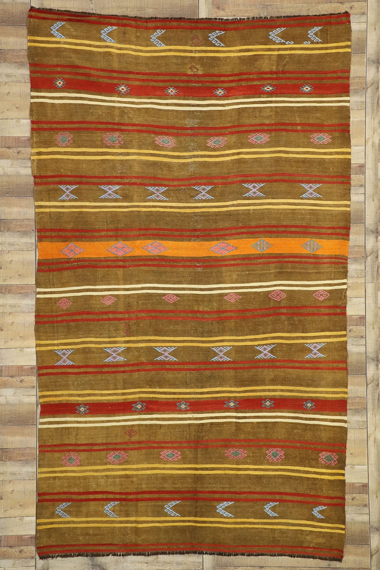 7 x 13 Vintage Turkish Kilim Rug 51079