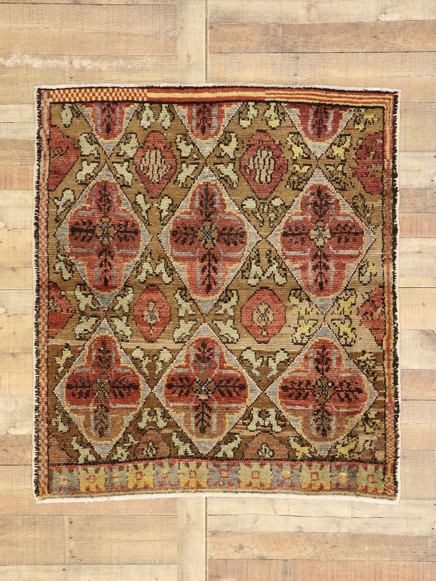 4 x 4 Vintage Turkish Oushak Rug 51081