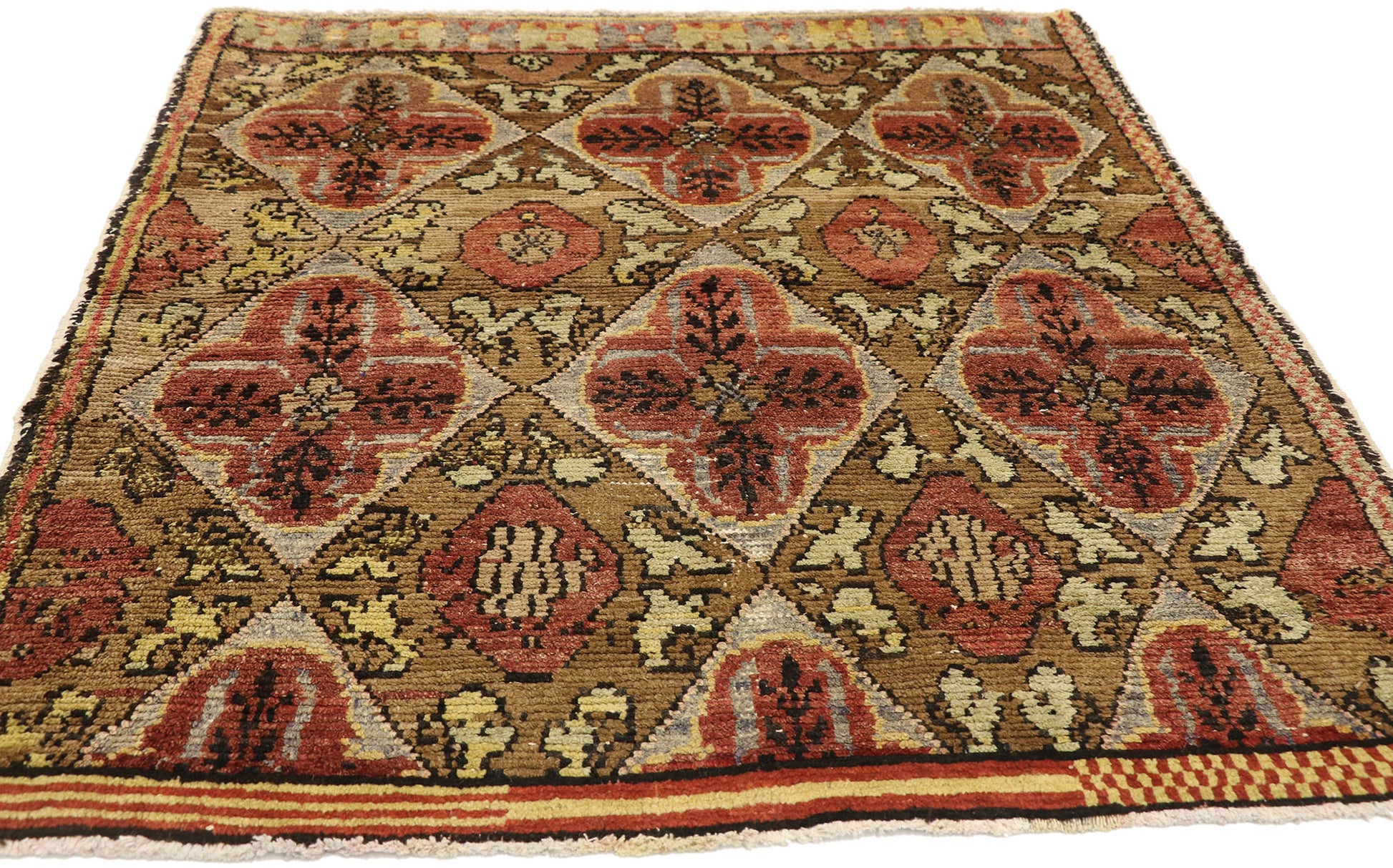 4 x 4 Vintage Turkish Oushak Rug 51081