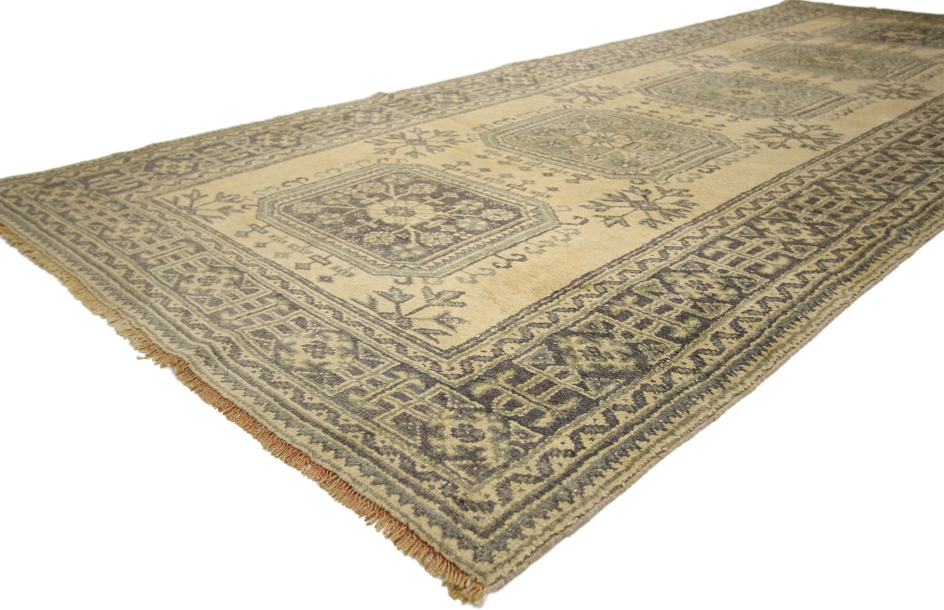 5 x 11 Vintage Turkish Oushak Rug 51117