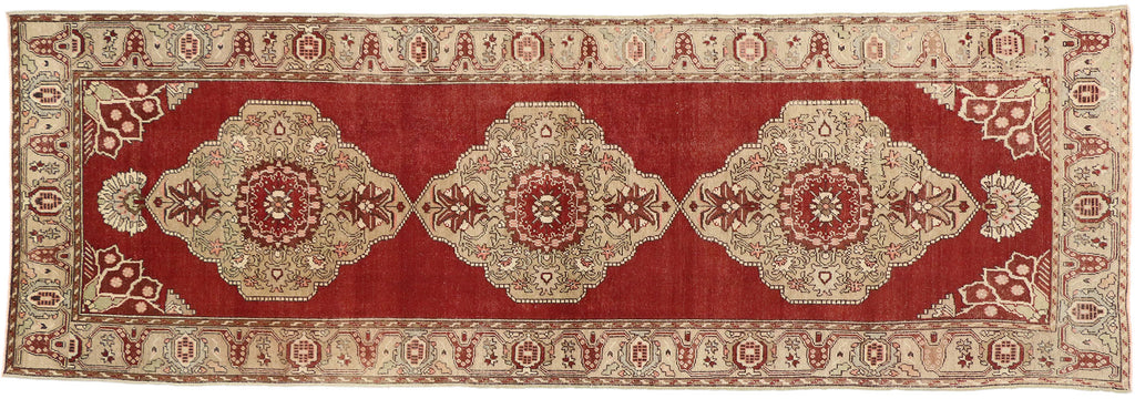 4 x 11 Vintage Red Turkish Oushak Rug 51128