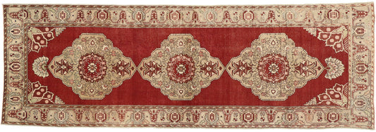 4 x 11 Vintage Red Turkish Oushak Rug 51128
