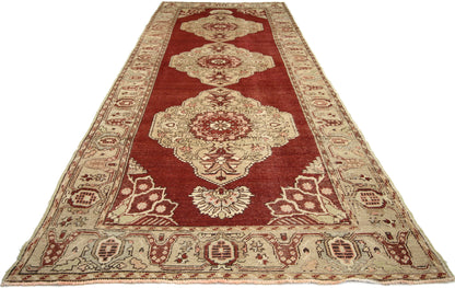 4 x 11 Vintage Red Turkish Oushak Rug 51128