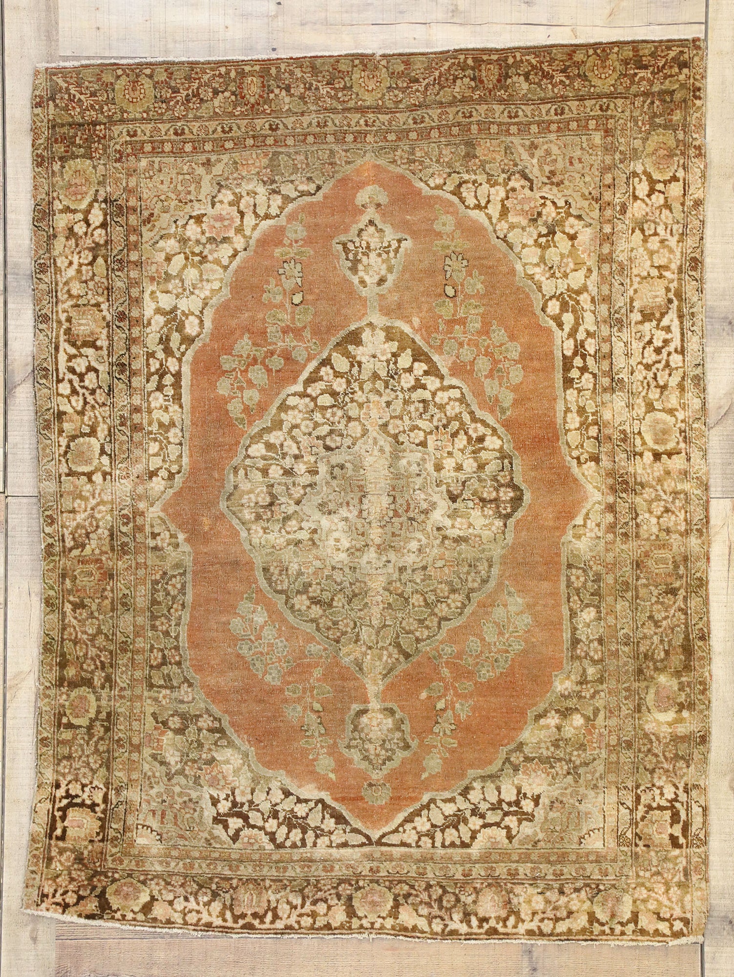 4 x 5 Antique Persian Tabriz Rug 51171