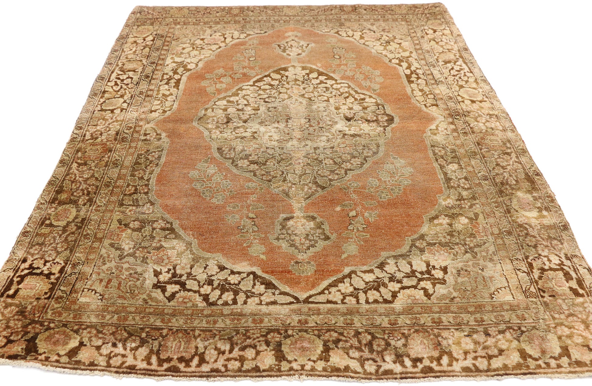 4 x 5 Antique Persian Tabriz Rug 51171
