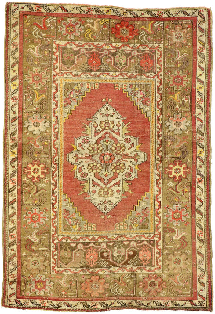 4 x 5 Vintage Turkish Oushak Rug 51178