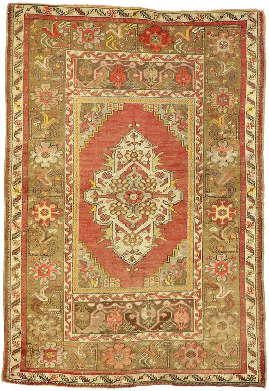 4 x 5 Vintage Turkish Oushak Rug 51178