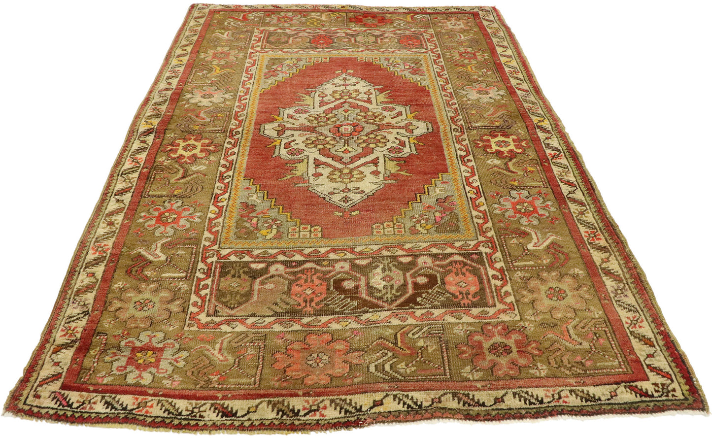 4 x 5 Vintage Turkish Oushak Rug 51178