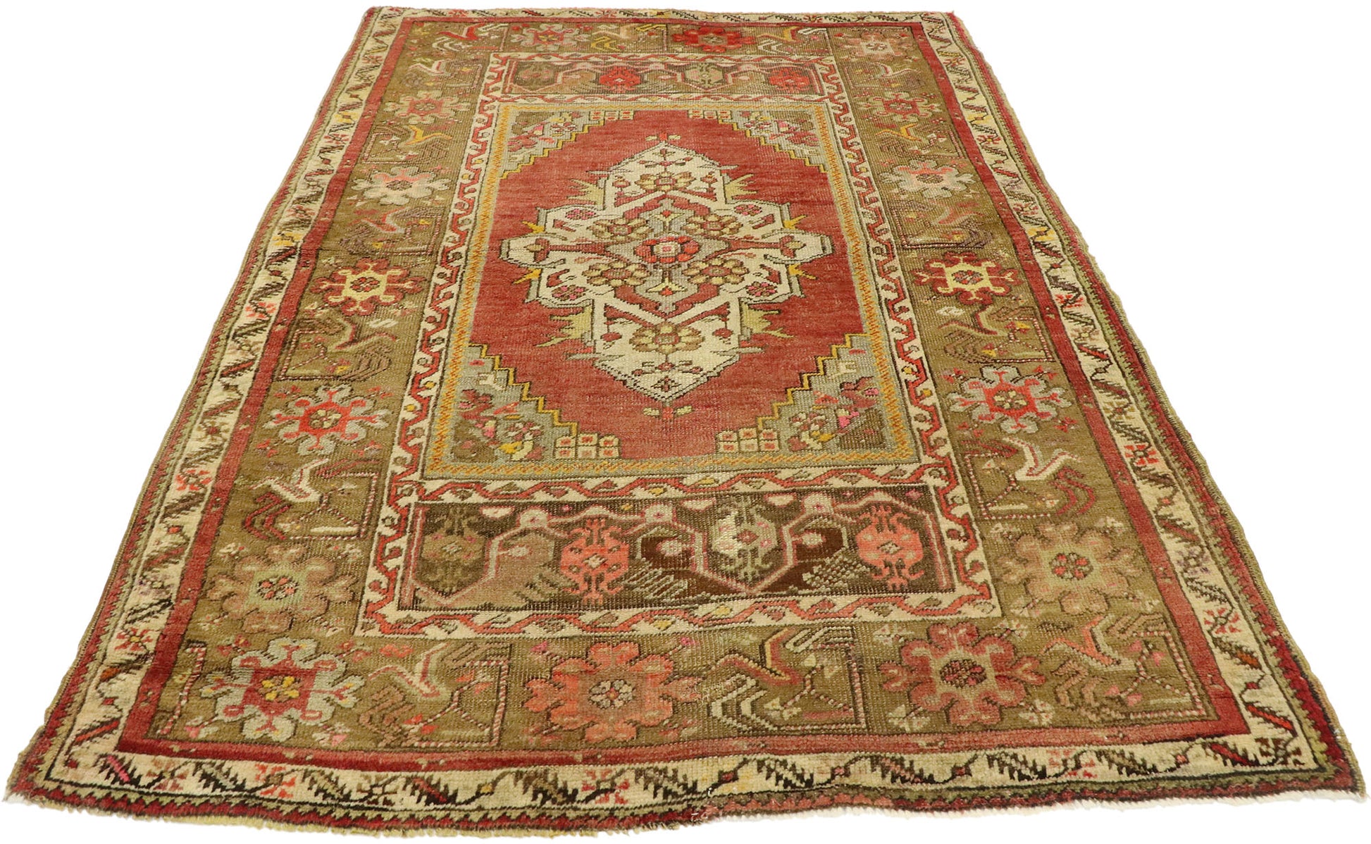 4 x 5 Vintage Turkish Oushak Rug 51178