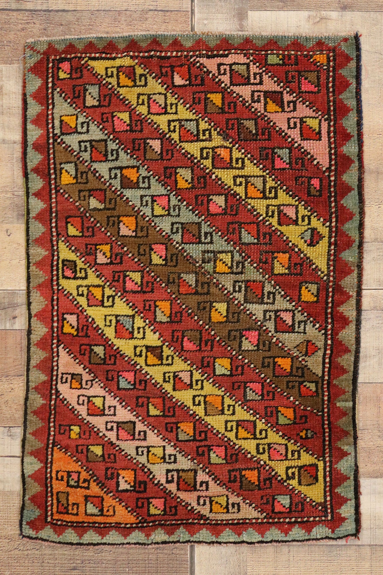 2 x 3 Vintage Turkish Yastik Rug 51198