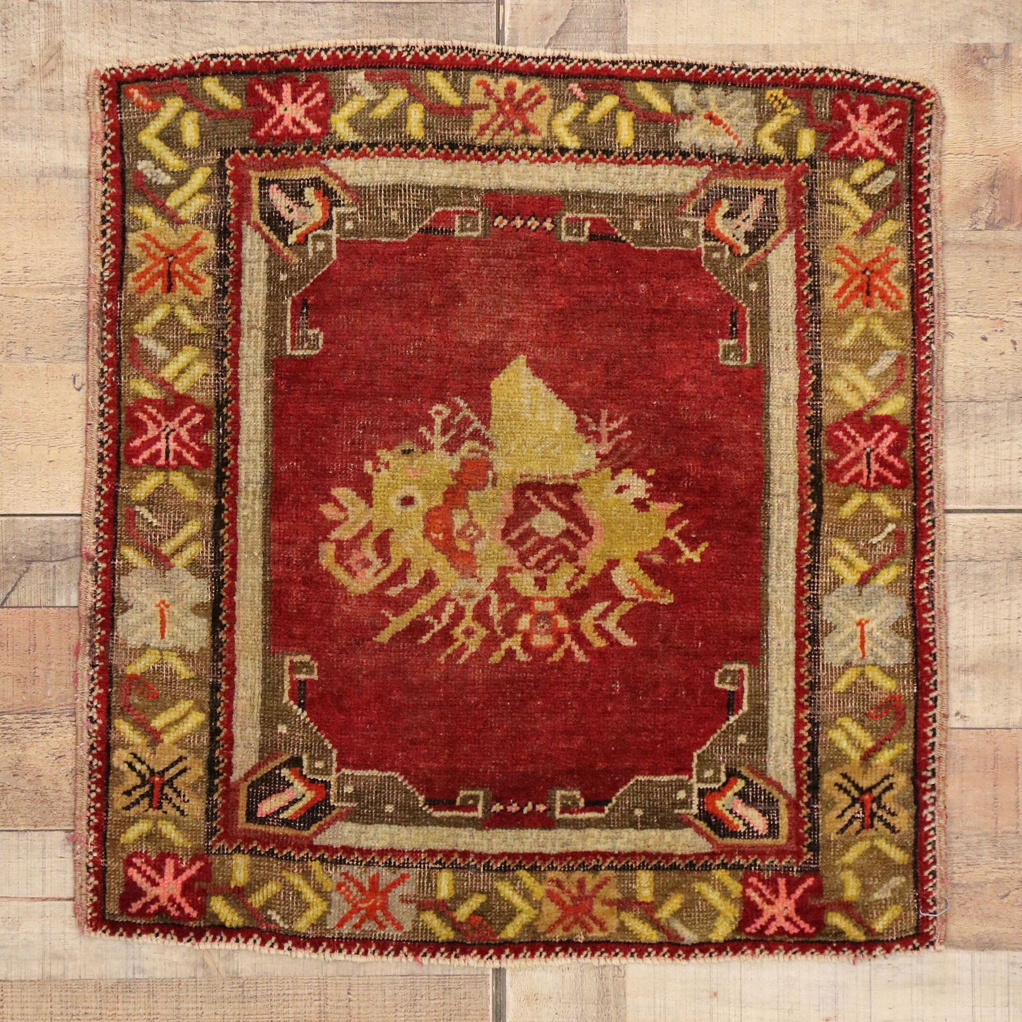 2 x 2 Vintage Turkish Yastik Rug 51199 | Esmaili Rugs