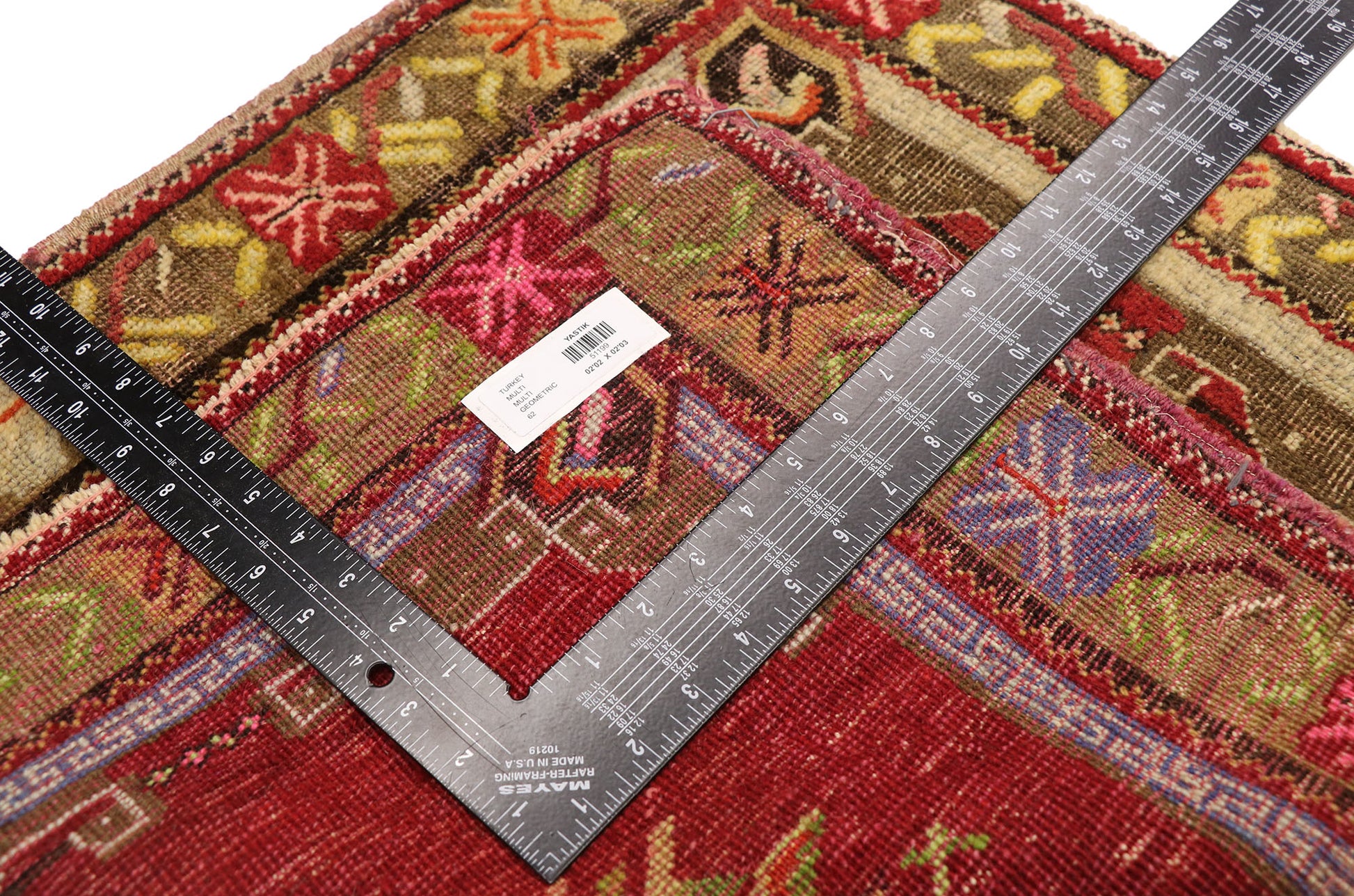 2 x 2 Vintage Turkish Yastik Rug 51199